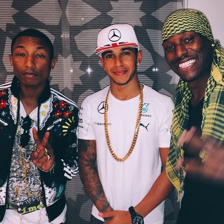 Great to see my friends @Tyrese and @pharrell here at the #AbuDhabiGP! Thanks for your support fellas! #TeamLH