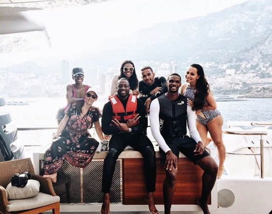 Had such an amazing weekend in Monaco with this crew! Really appreciate you guys coming and supporting me!@chrisbosh @dwyanewade @gabunion @mrsadriennebosh thank you!!﻿