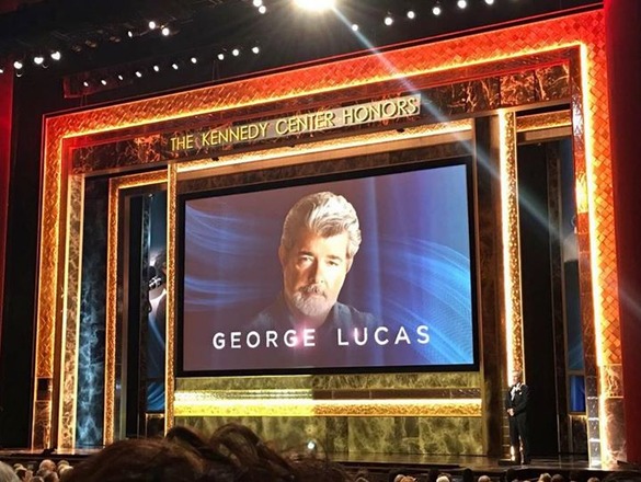 Last night I took the opportunity, not to receive an award but to witness a dear friend be honoured and celebrated. George Lucas paved the way for so many of today's movie directors and movies today, he's one of the greatest visionaries that went far beyond his time to create something magnificent. Because of his genius, his vision, movies have progressed into what they are today. It was an honour to be there with him and be able to share the experience with he and his beautiful wife Mellody. So proud. - LH