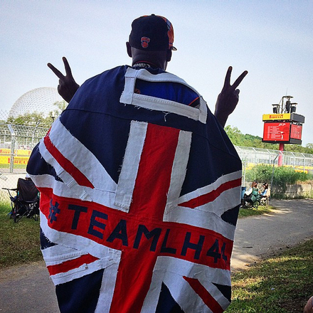 "On est en place. We are there Grand Prix du Canada Grand Prix&nbsp;#CanadaGP&nbsp;#TeamLH&nbsp;let's Go Lewis Go! Best Fan in the World" via @bonitoci